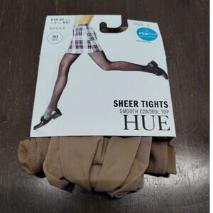 HUE Size 2 (120-170 lbs) Natural Sheer Opaque Smooth Control Top Tights NEW